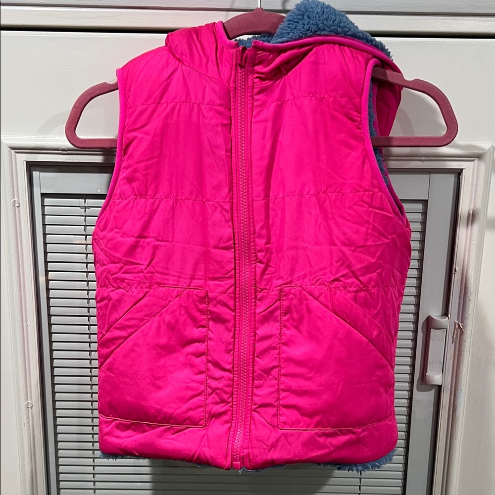 Girls Reversible Pink Puffer Vest